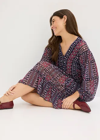 Tuniekjurk van zachte mesh • donkerblauw-bordeaux gedessineerd • bonprix online shop