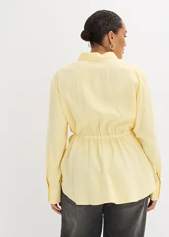 Overhemdblouse van een soepele viscosemix, Kleur: lichtgeel