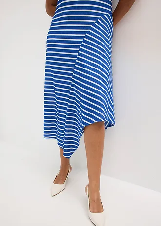 Maxi jurk met asymmetrische zoom • arctisch blauw-wit gestreept plus size • bonprix online shop