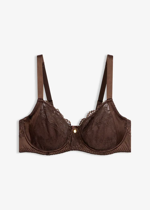 Soutien-gorge à armatures, détails brillants, Couleur: marron foncé