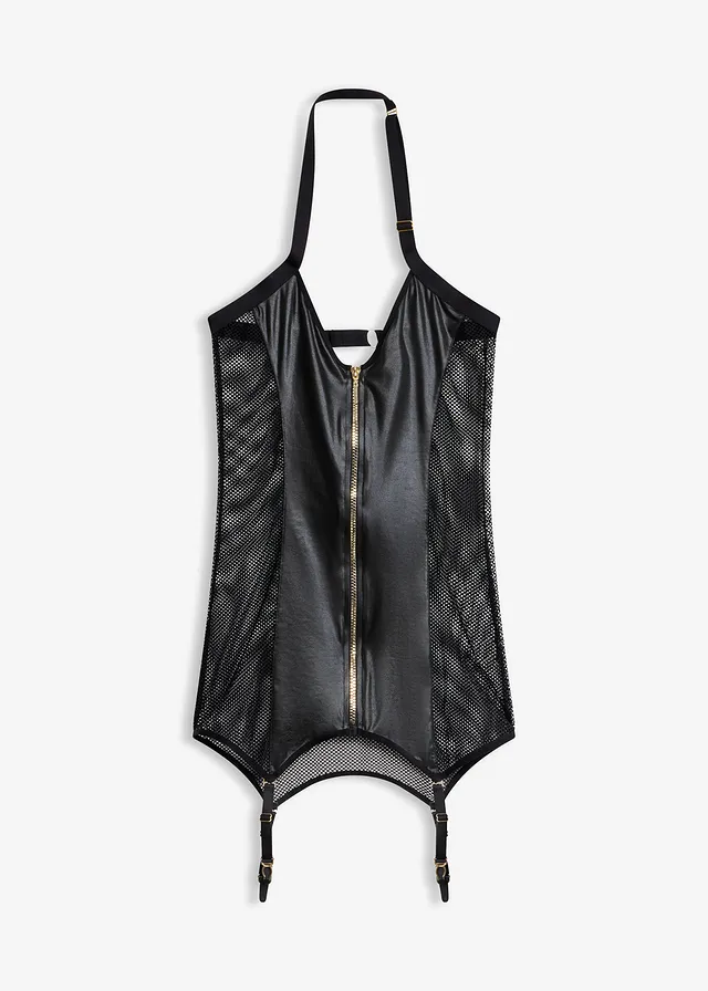 Sexy jurk met jarretelles en ritssluiting • zwart • bonprix online shop