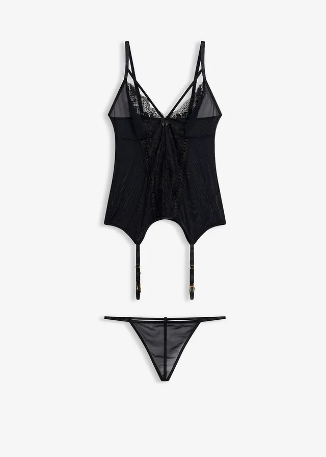 Top cu jartiere şi string (2piese)