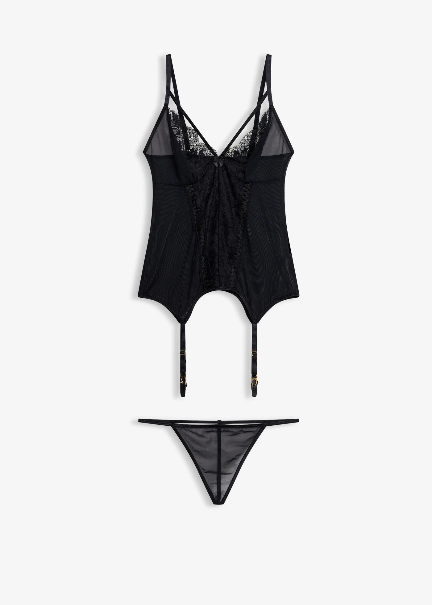 Top porte-jarretelles et string (ens. 2 pces) • noir • Boutique bonprix
