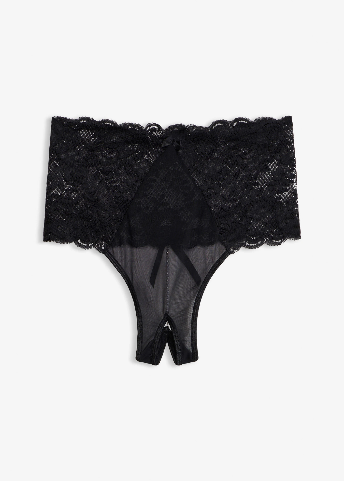 High Waist nyitott tanga levehető lánccal • fekete • bonprix áruház