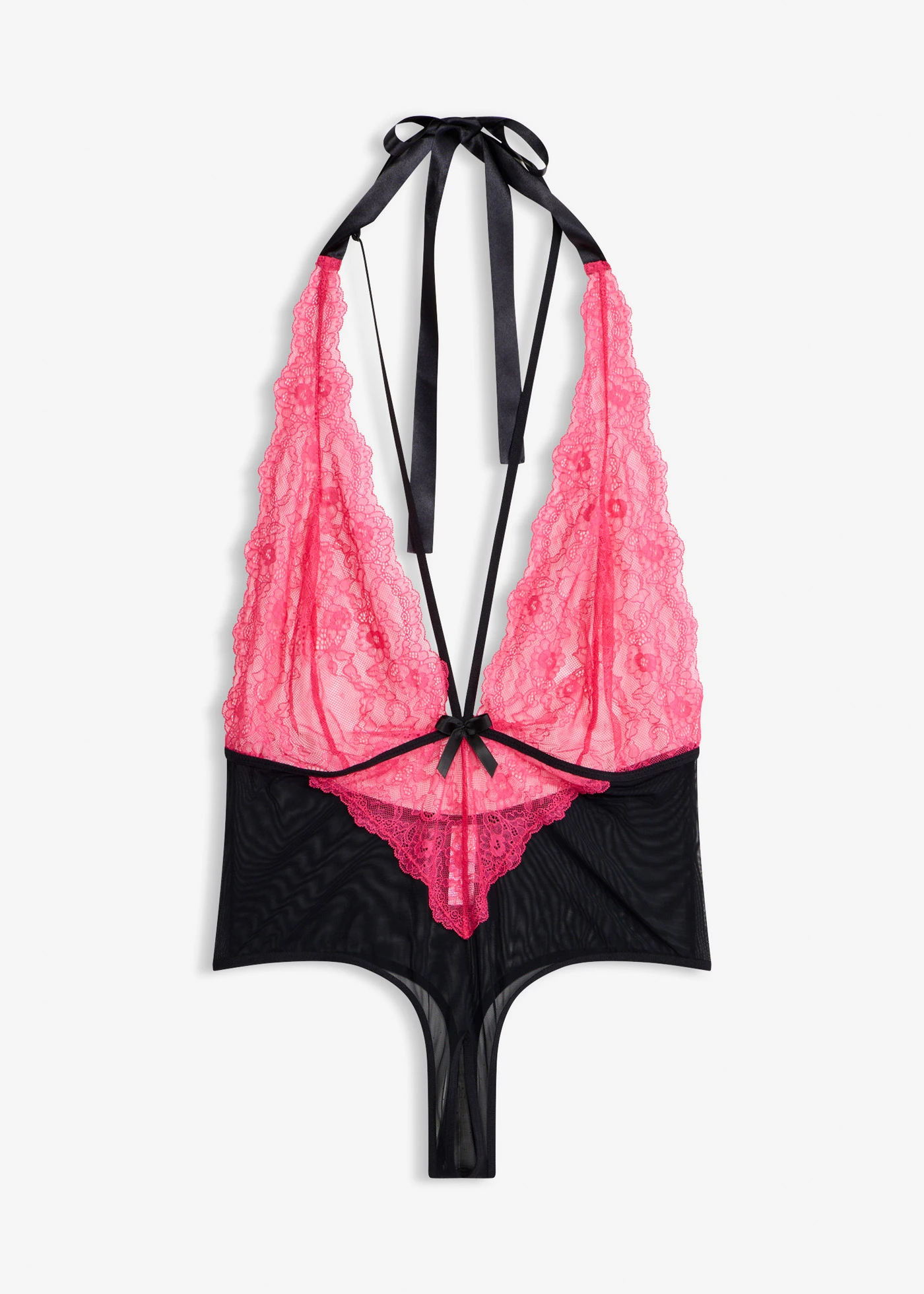 Nyitott stringbody • fekete/sötétpink • bonprix áruház