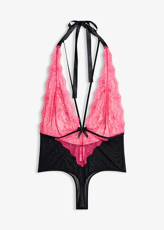 Nyitott stringbody • fekete/sötétpink • bonprix áruház