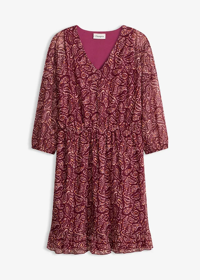 Dzsörzé ruha finom neccből • rubinvörös-mintás • bonprix áruház