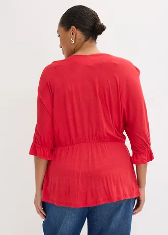 Shirt tuniek in een viscosemix, Kleur: aardbeirood