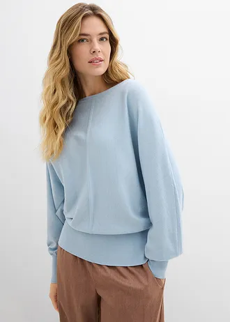 Pull à manches chauve-souris • bleu poudré • Boutique bonprix