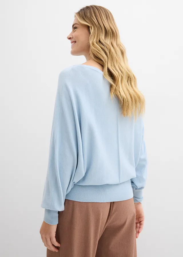 Trui met vleermuismouwen, Kleur: poederblauw