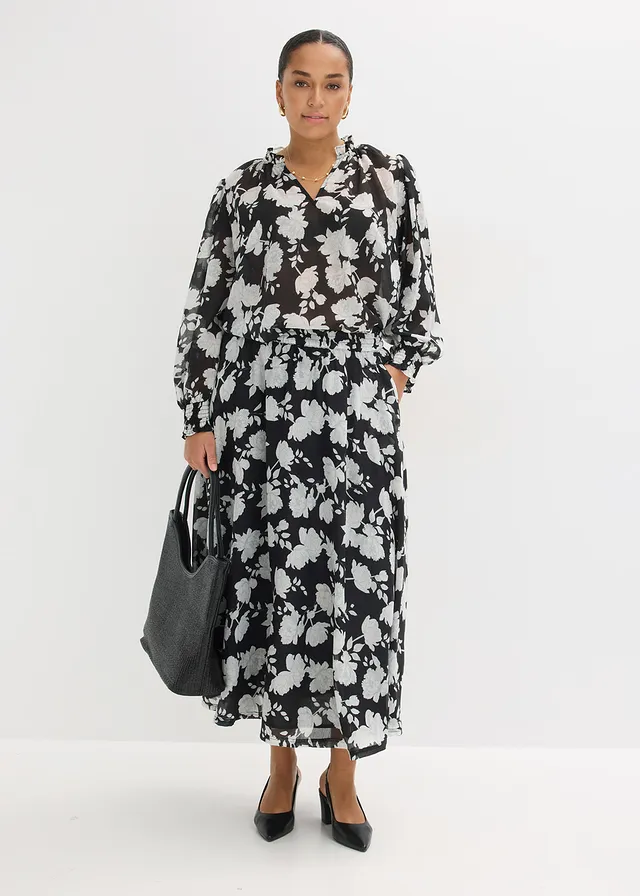 Blouse, Couleur: noir floral