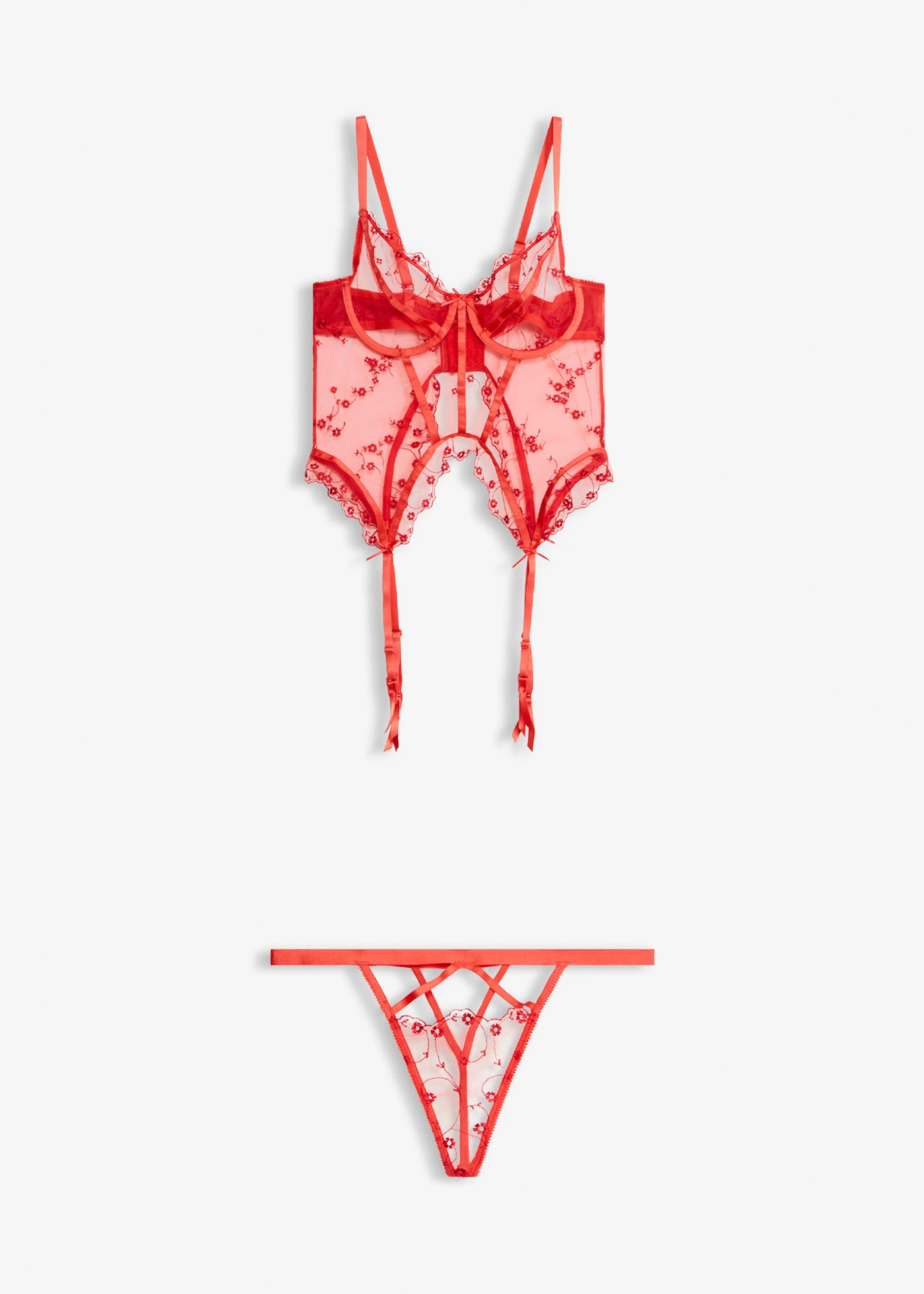 Bustier en tanga string (2-dlg. set) • aardbeirood • bonprix online shop