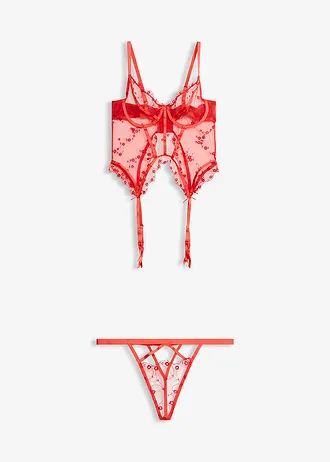 Corset și string tanga (set/ 2 piese) • roșu-căpșună • magazin bonprix