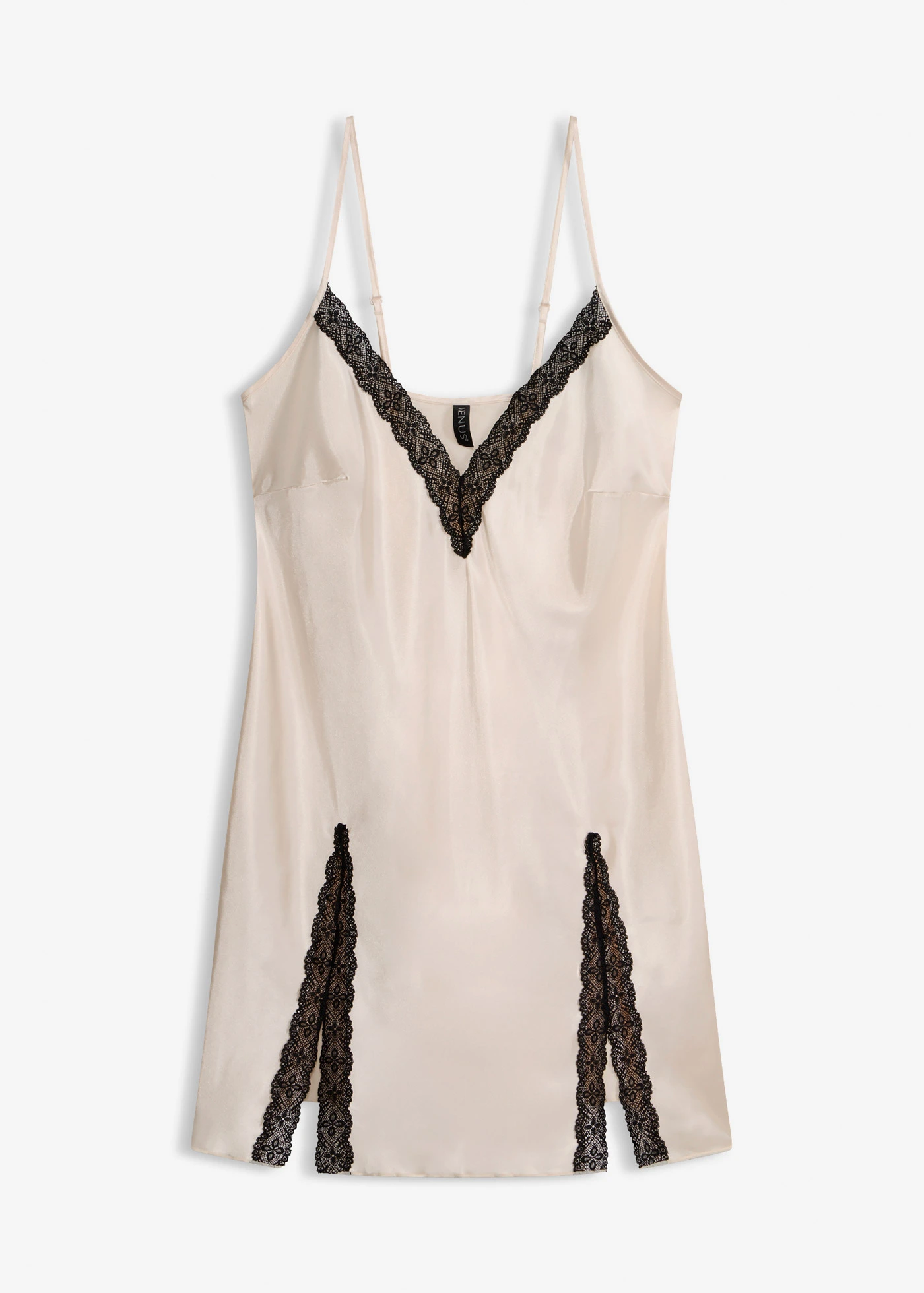 Satijnen slipdress • poudre/zwart • bonprix online shop