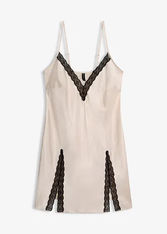 Satijnen slipdress • poudre/zwart • bonprix online shop