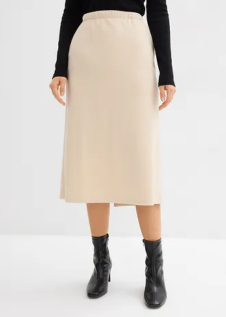 Jupe midi en matière néoprène douce • sable clair • Boutique bonprix