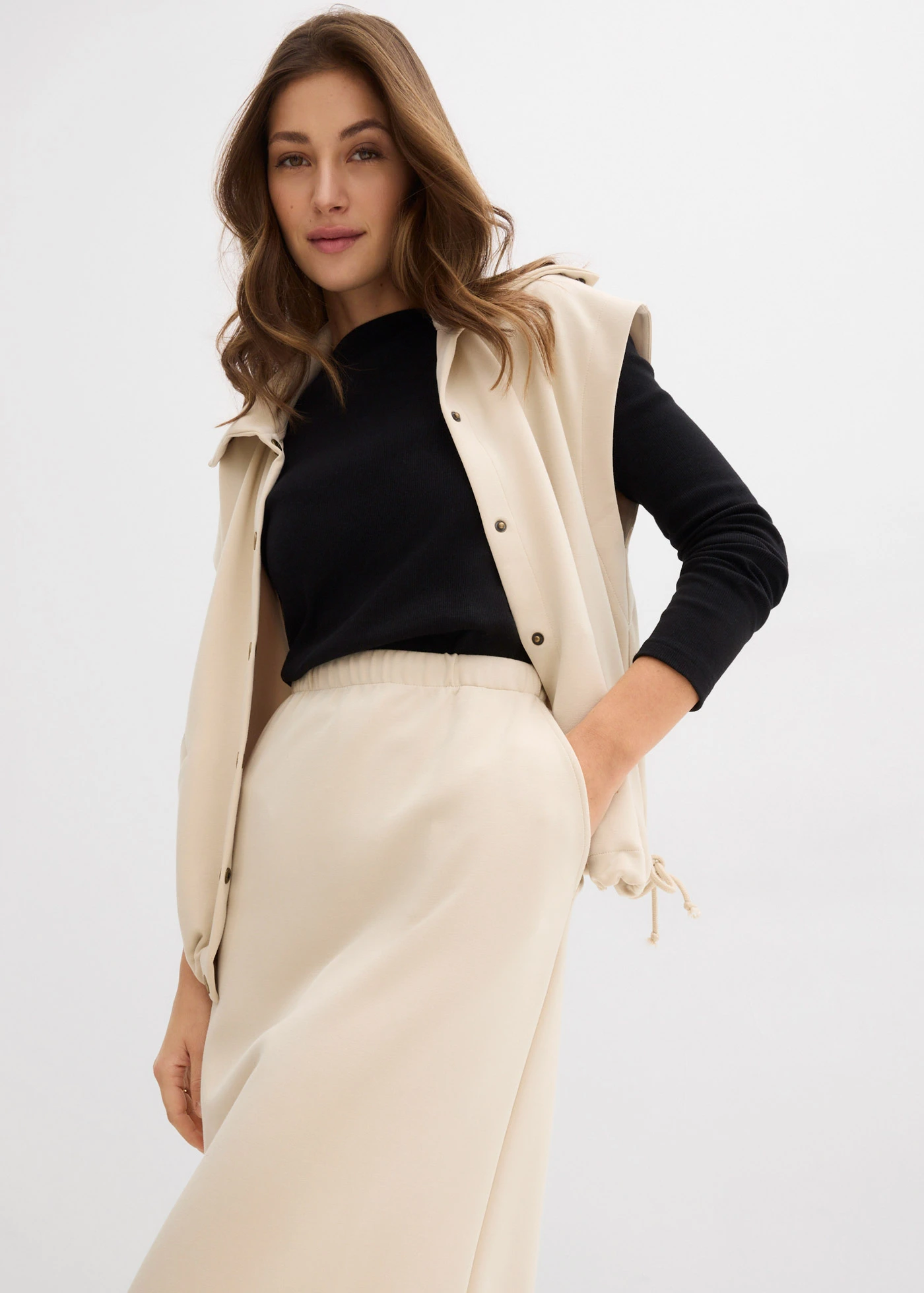 Midirok van zacht scuba • lichtsand • bonprix online shop