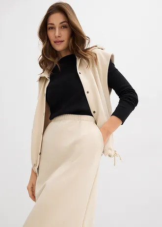 Jupe midi en matière néoprène douce • sable clair • Boutique bonprix