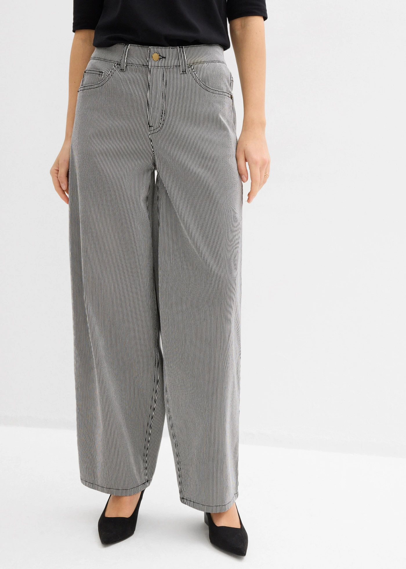 Ballonbroek met strepen • zwart-wolwit gestreept • bonprix online shop