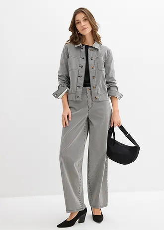 Pantaloni cu dungi și croi tip balon • negru/ecru dungat • magazin bonprix