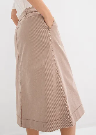 Jupe midi rayée • marron-écru rayé • Boutique bonprix