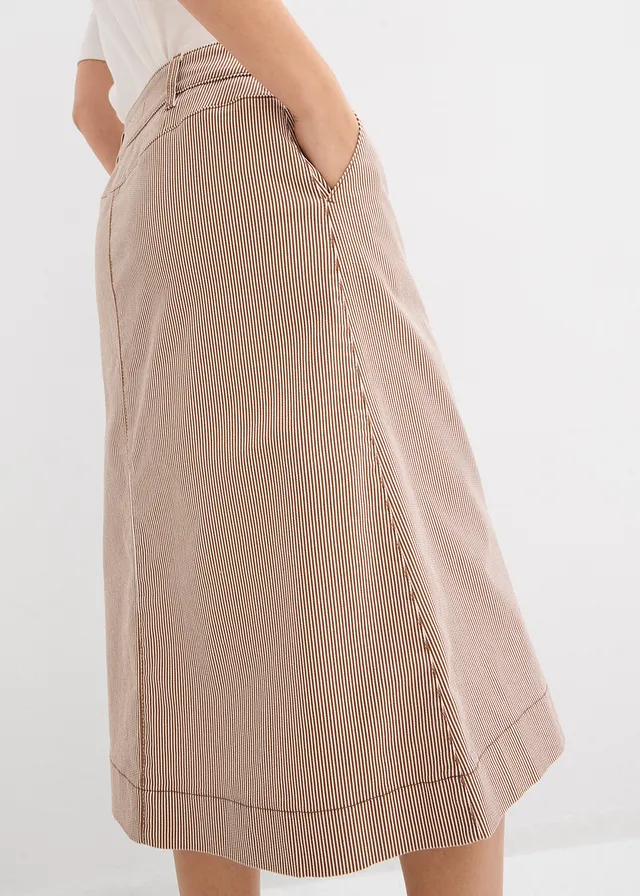 Jupe midi rayée • marron-écru rayé • product-page.page-title-suffix