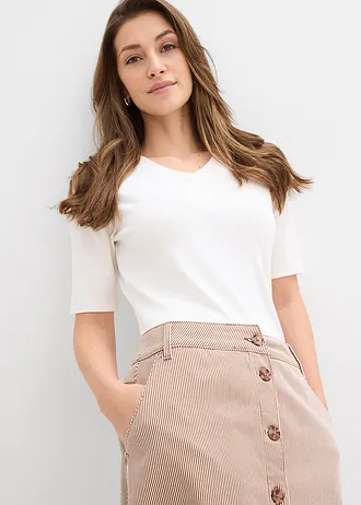 Gestreepte midirok • kastanjebruin-wolwit gestreept • bonprix online shop