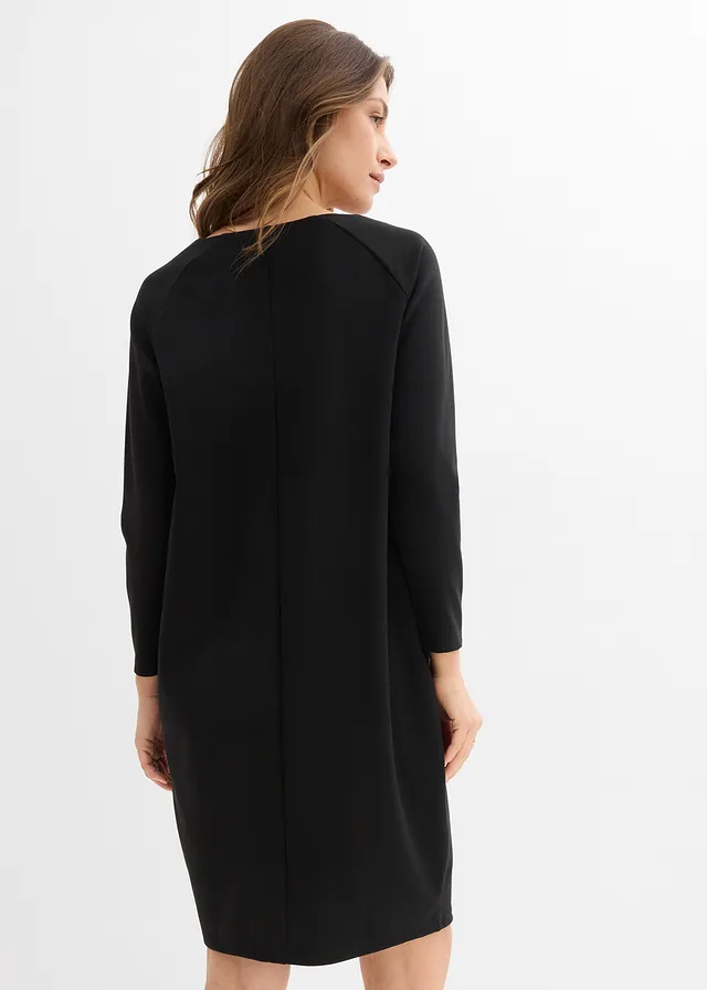 Jersey jurk in O-vorm van comfortabel Punto di Roma, Kleur: zwart