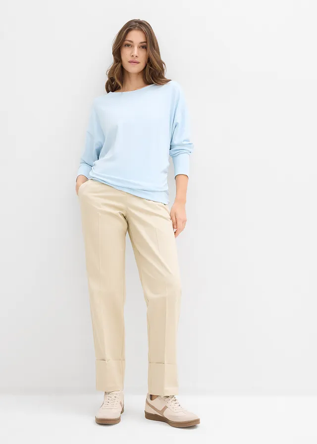 T-shirt manches longues en Punto di Roma confortable • bleu poudré • product-page.page-title-suffix