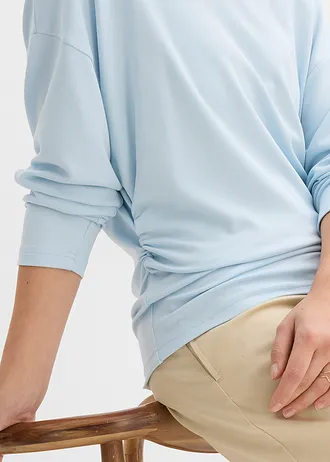 T-shirt manches longues en Punto di Roma confortable • bleu poudré • Boutique bonprix