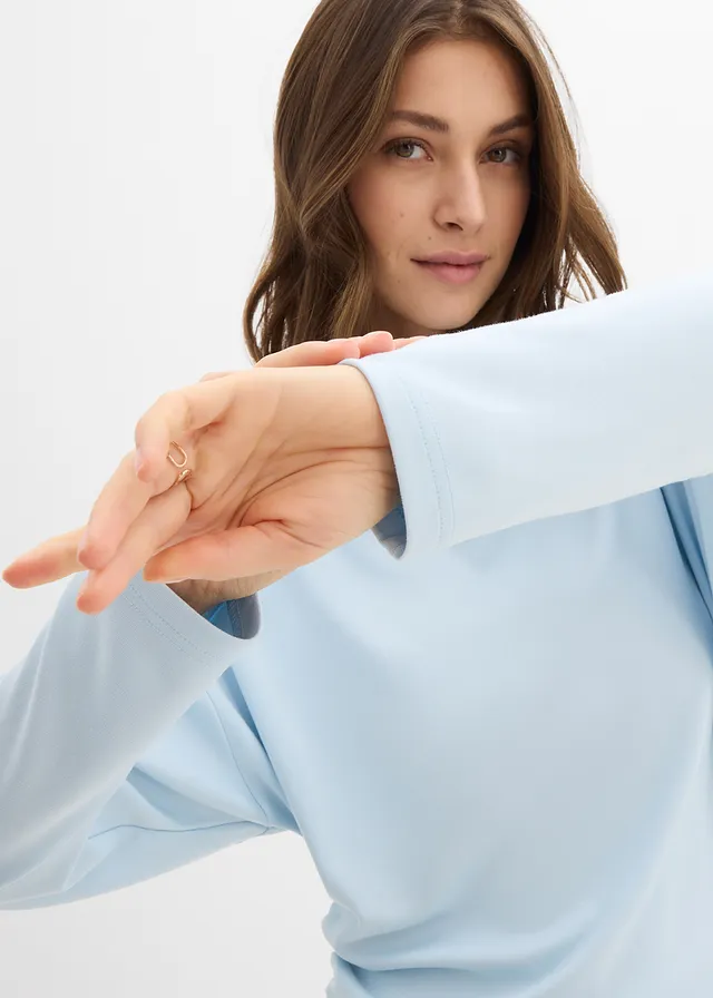 T-shirt manches longues en Punto di Roma confortable • bleu poudré • product-page.page-title-suffix