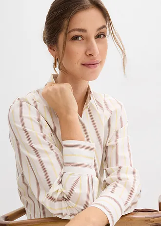 Chemisier 100% coton • jaune clair rayé • Boutique bonprix