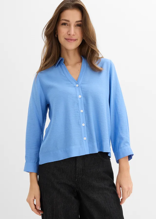 Chemisier boxy, Couleur: bleu moyen