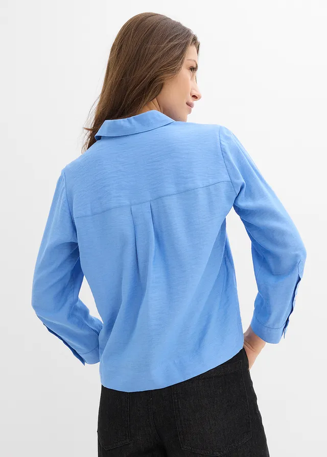 Chemisier boxy, Couleur: bleu moyen