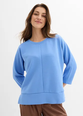 Sweater van gestructureerde stof, Kleur: middenblauw