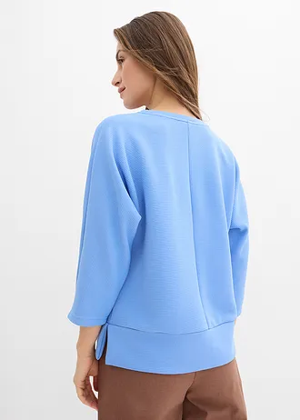 Sweater van gestructureerde stof, Kleur: middenblauw