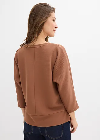 Sweater van gestructureerde stof, Kleur: kastanjebruin