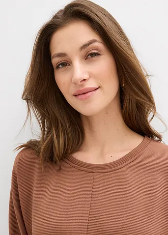 Bluza z tkaniny strukturalnej • brązowy kasztanowy • sklep bonprix