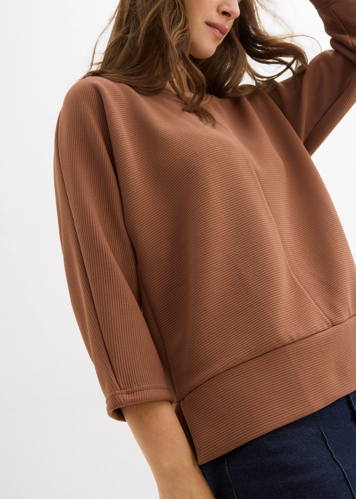 Bluza z tkaniny strukturalnej • brązowy kasztanowy • sklep bonprix