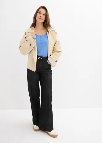 Geribde longsleeve, Kleur: middenblauw