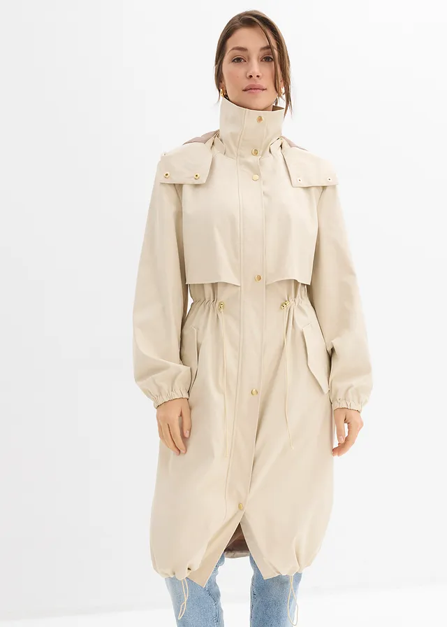 Manteau de mi-saison à capuche amovible, Couleur: sable clair