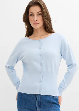 Fijn gebreid vest met ronde hals • poederblauw • bonprix online shop