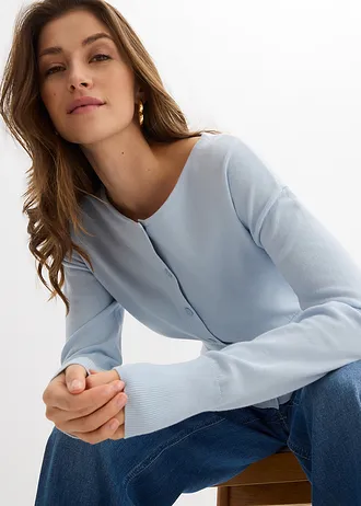 Fijn gebreid vest • poederblauw • bonprix online shop