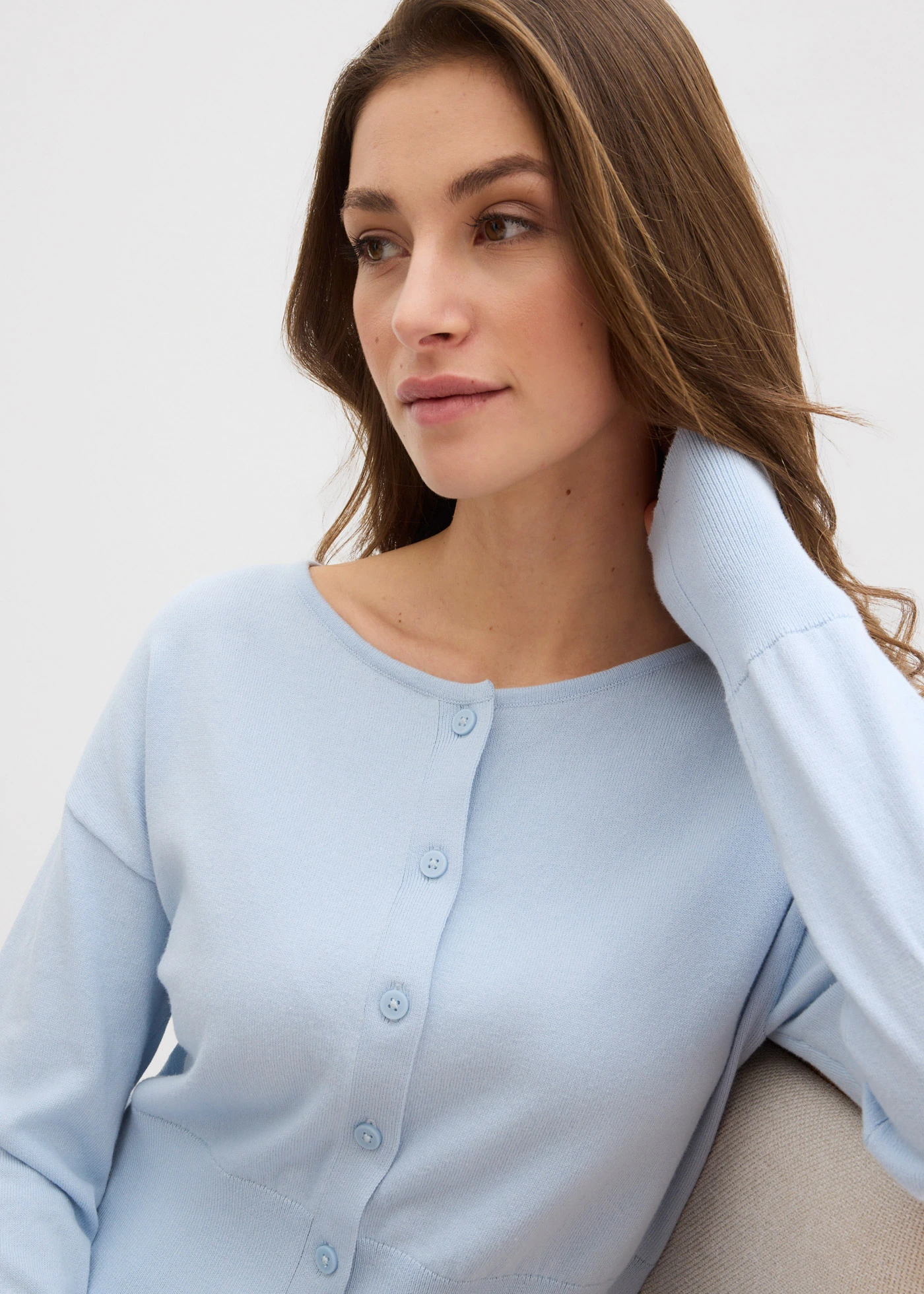 Fijn gebreid vest • poederblauw • bonprix online shop