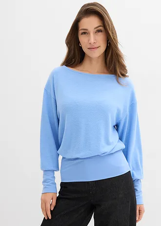 Longsleeve van zachte viscosemix, Kleur: middenblauw