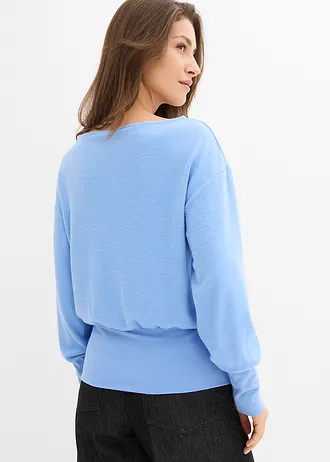 T-shirt manches longues doux avec viscose • bleu moyen • Boutique bonprix