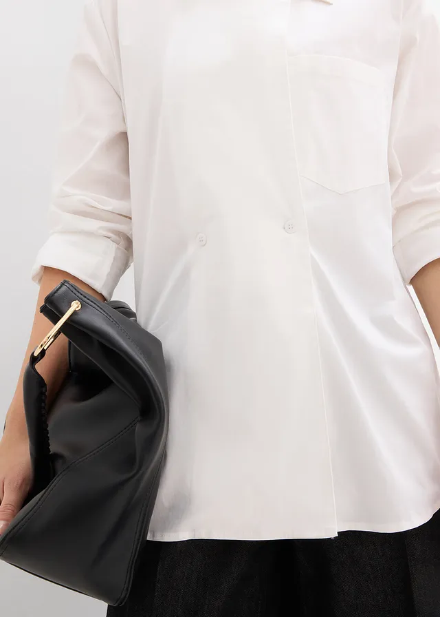 Chemise longue à col en V • blanc • product-page.page-title-suffix