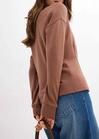 Getailleerde scuba sweater • kastanjebruin • bonprix online shop