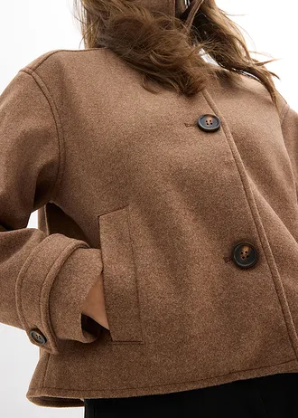 Korte jas in wollen look • kastanjebruin mêlee • bonprix online shop