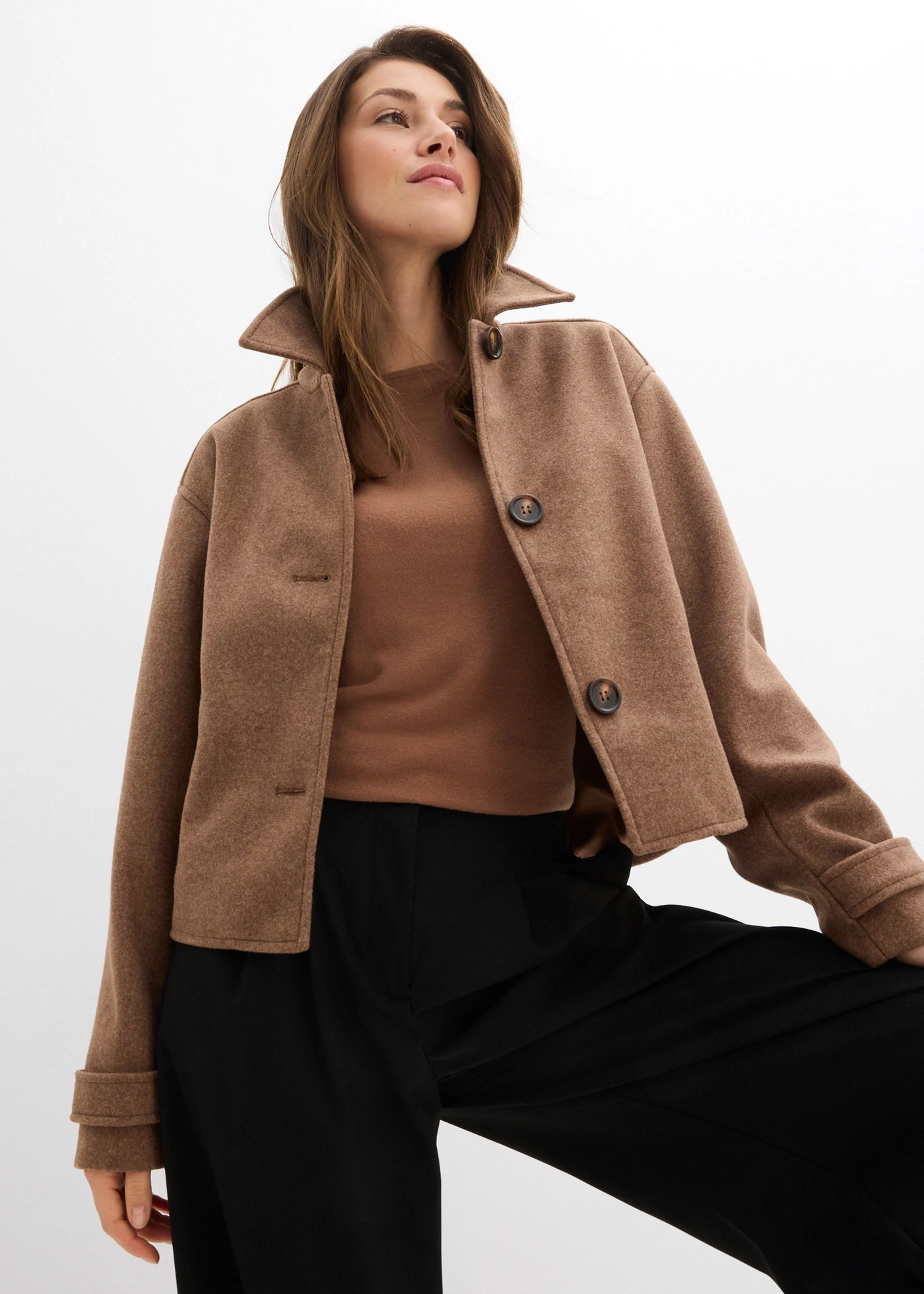 Manteau court • marron chiné • Boutique bonprix